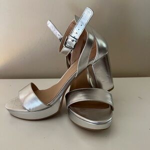 Brand-new silver block heels by CL by Laundry
